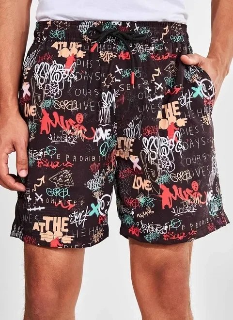 bermuda de banho estampada grafite bermuda de banho estampada grafite
