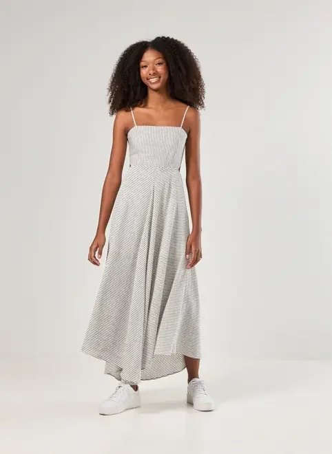 vestido longo listrado vestido longo listrado
