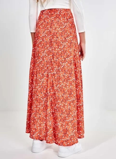 saia midi estampa floral com babados saia midi estampa floral com babados