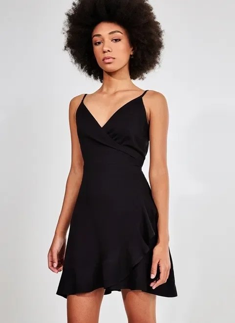 vestido curto com decote v e babados vestido curto com decote v e babados