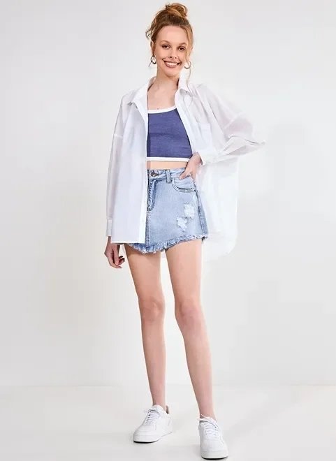 short saia em jeans médio short saia em jeans médio