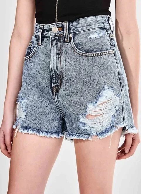 shorts jeans marmorizado com rasgos shorts jeans marmorizado com rasgos