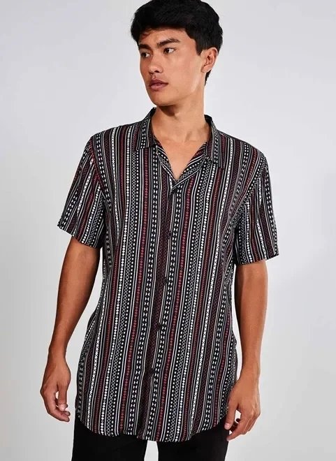 camisa manga curta estampa étnica camisa manga curta estampa étnica