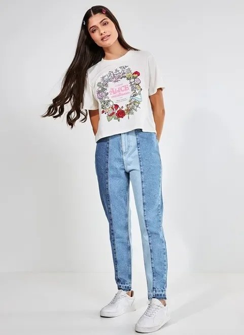 calça mom jeans recortes calça mom jeans recortes