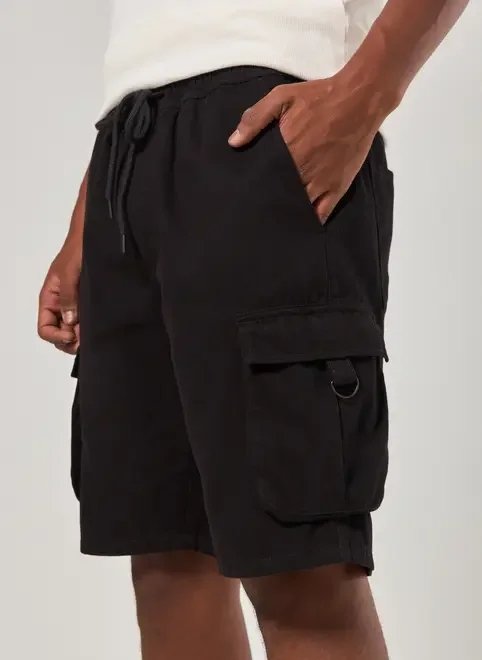 bermuda cargo em sarja preta bermuda cargo em sarja preta