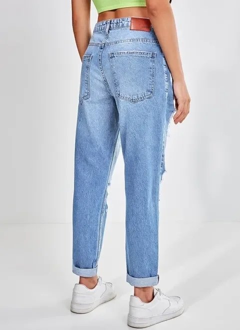 calça jeans boyfriend destroyed calça jeans boyfriend destroyed