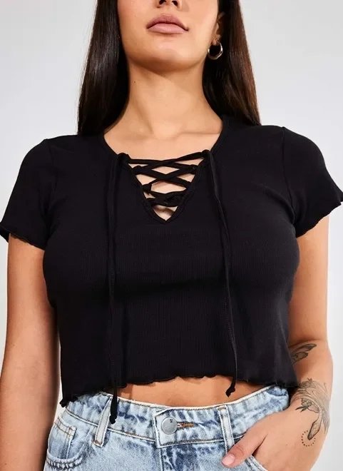 blusa decote v com amarração blusa decote v com amarração