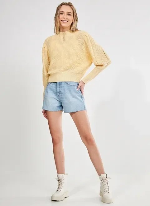 blusa de frio com manga bufante blusa de frio com manga bufante