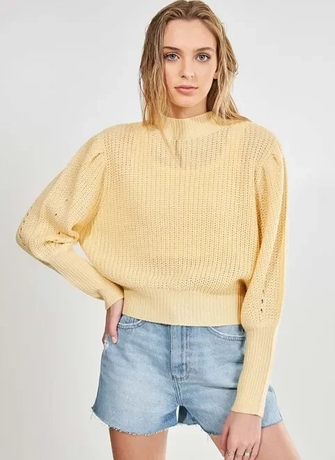 blusa de frio com manga bufante blusa de frio com manga bufante