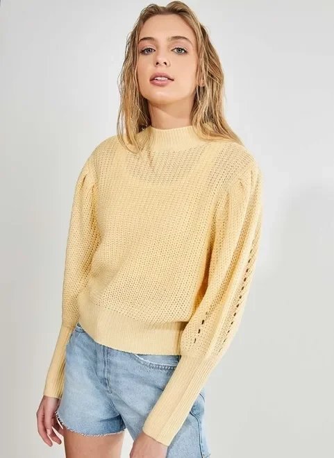 blusa de frio com manga bufante blusa de frio com manga bufante