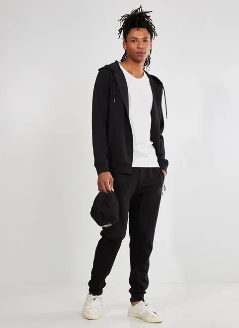 calça jogger de moletom preta calça jogger de moletom preta