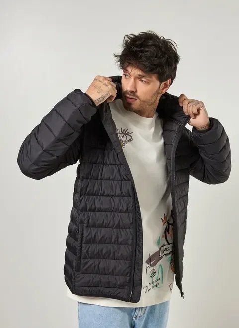 jaqueta puffer de nylon jaqueta puffer de nylon