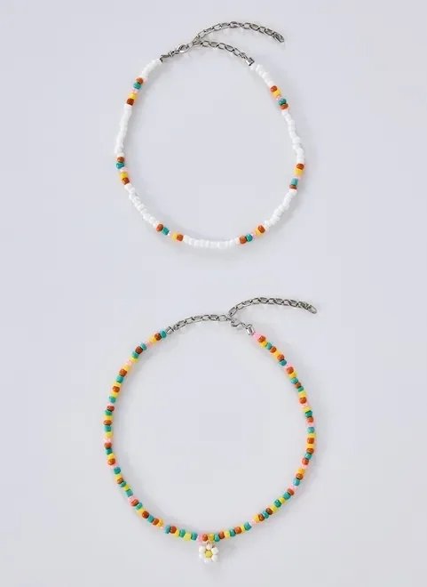 kit 2 chokers de miçangas com margarida kit 2 chokers de miçangas com margarida