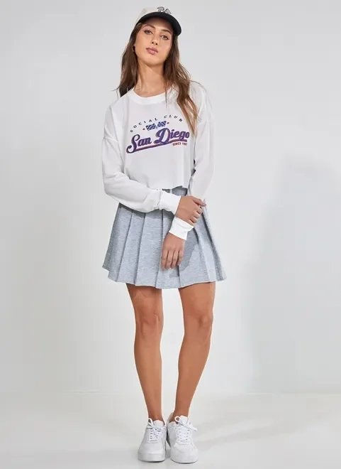 saia de moletom plissada saia de moletom plissada