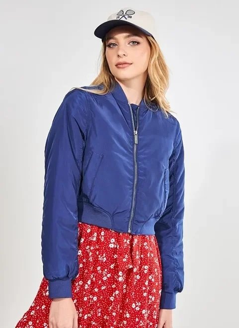 jaqueta bomber cropped azul jaqueta bomber cropped azul