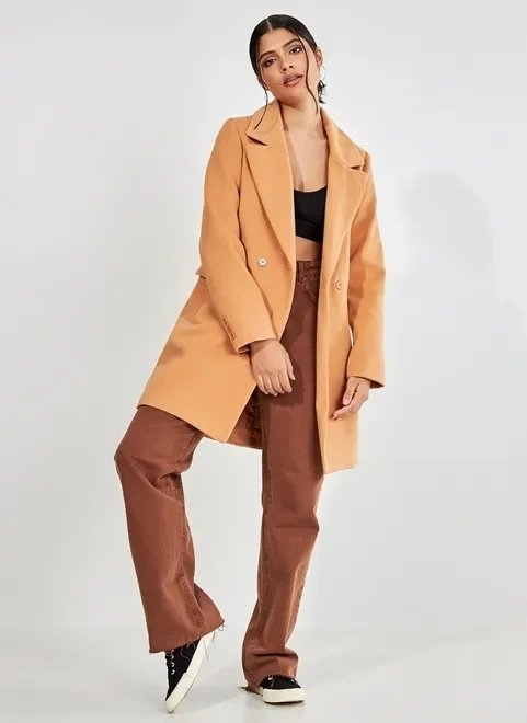 casaco sobretudo alongado caramelo casaco sobretudo alongado caramelo