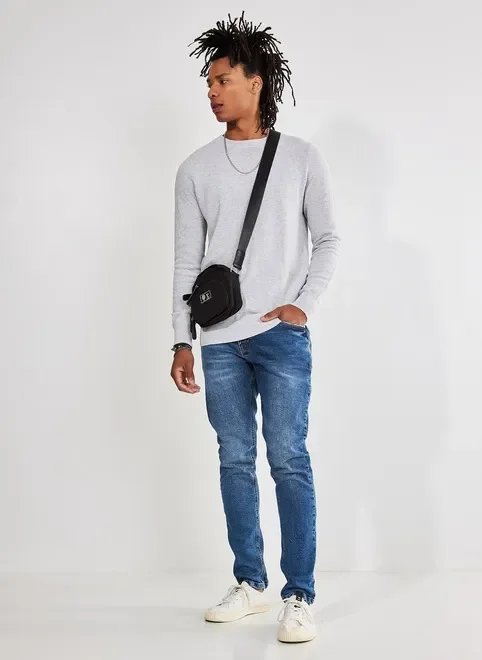 suéter de malha retilínea mescla suéter de malha retilínea mescla