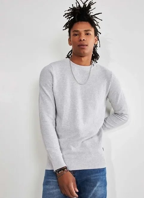 suéter de malha retilínea mescla suéter de malha retilínea mescla