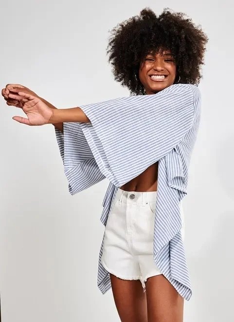 kimono e blusa 2 em 1 listrado kimono e blusa 2 em 1 listrado