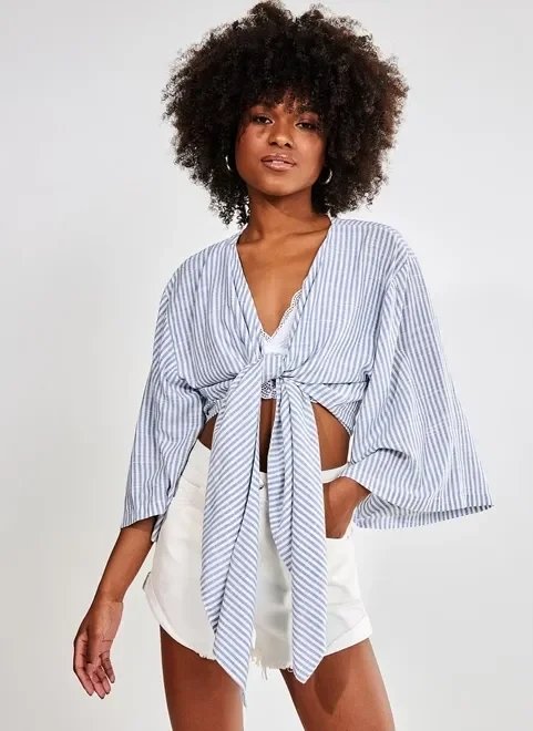 kimono e blusa 2 em 1 listrado kimono e blusa 2 em 1 listrado