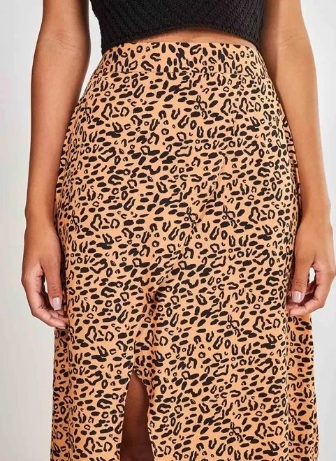 saia midi com fenda oncinha saia midi com fenda oncinha