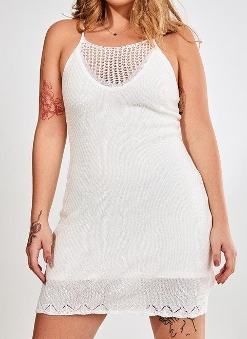 vestido de alcinha em tricô off-white