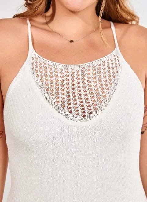 vestido de alcinha em tricô off-white vestido de alcinha em tricô off-white