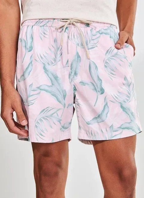 bermuda de banho estampada rosa claro bermuda de banho estampada rosa claro