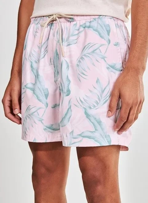 bermuda de banho estampada rosa claro bermuda de banho estampada rosa claro