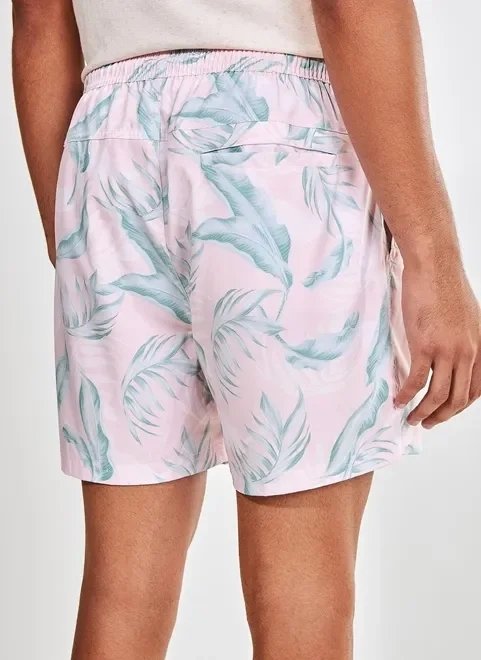 bermuda de banho estampada rosa claro bermuda de banho estampada rosa claro