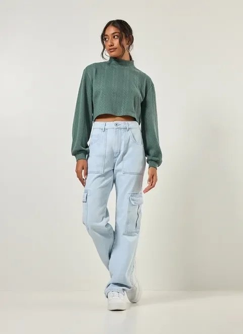 blusa cropped manga longa texturizada blusa cropped manga longa texturizada