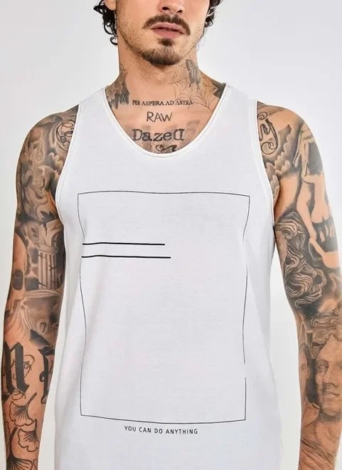 regata alongada off-white geométrica regata alongada off-white geométrica