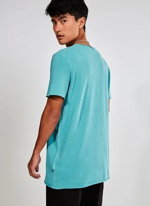 camiseta alongada verde água estampa geométrica camiseta alongada verde água estampa geométrica