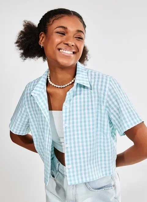 camisa cropped xadrez vichy camisa cropped xadrez vichy