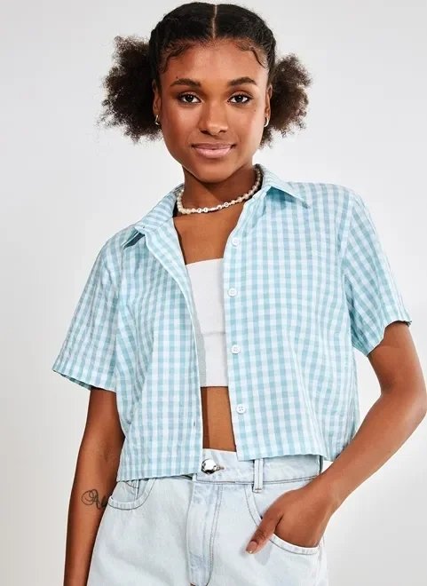camisa cropped xadrez vichy camisa cropped xadrez vichy