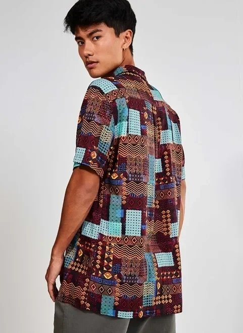 camisa estampada étnica colorida camisa estampada étnica colorida