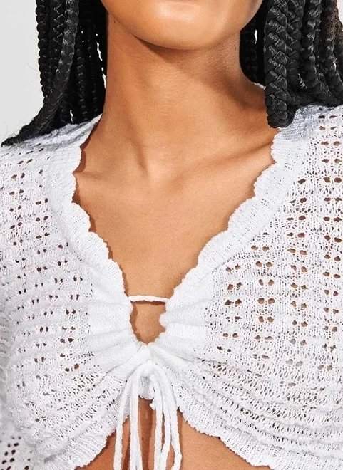cropped de crochê off-white cropped de crochê off-white