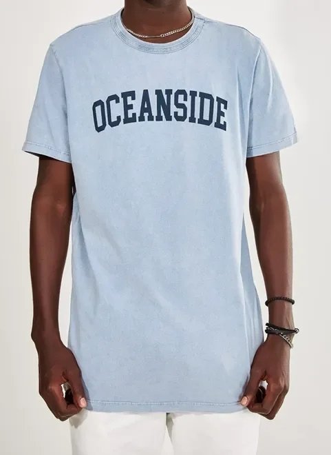 camiseta alongada marmorizada azul camiseta alongada marmorizada azul