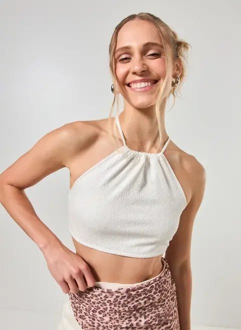 top frente única off-white top frente única off-white