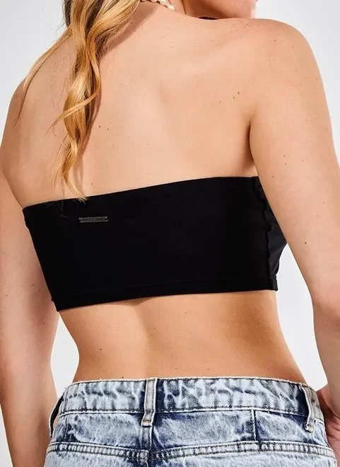 top faixa preto com amarração top faixa preto com amarração