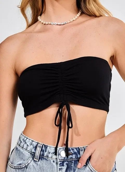 top faixa preto com amarração top faixa preto com amarração