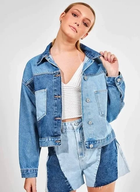 jaqueta jeans patchwork jaqueta jeans patchwork