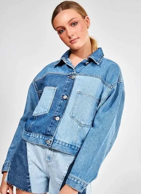 jaqueta jeans patchwork jaqueta jeans patchwork