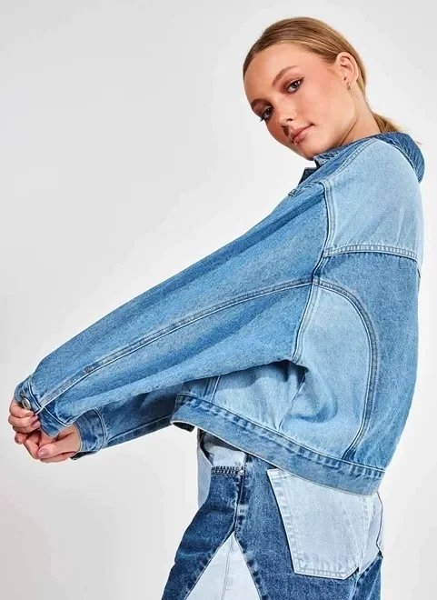 jaqueta jeans patchwork jaqueta jeans patchwork
