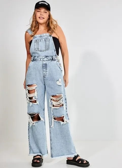 macacão jeans oversized destroyed macacão jeans oversized destroyed