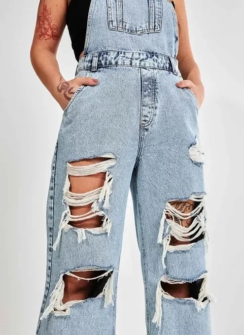 macacão jeans oversized destroyed macacão jeans oversized destroyed