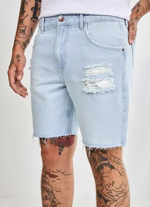bermuda jeans desfiada barra cortada bermuda jeans desfiada barra cortada