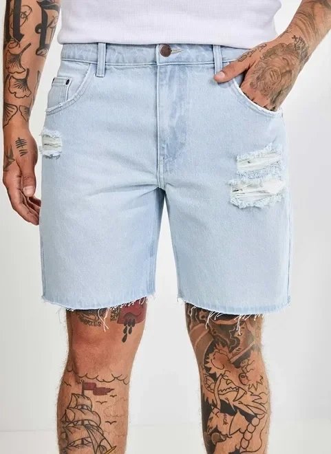 bermuda jeans desfiada barra cortada bermuda jeans desfiada barra cortada