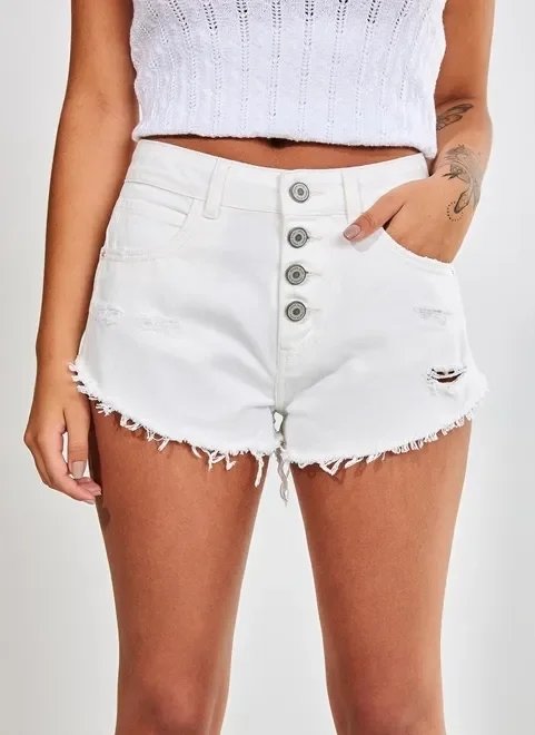 short de sarja desfiada off-white short de sarja desfiada off-white