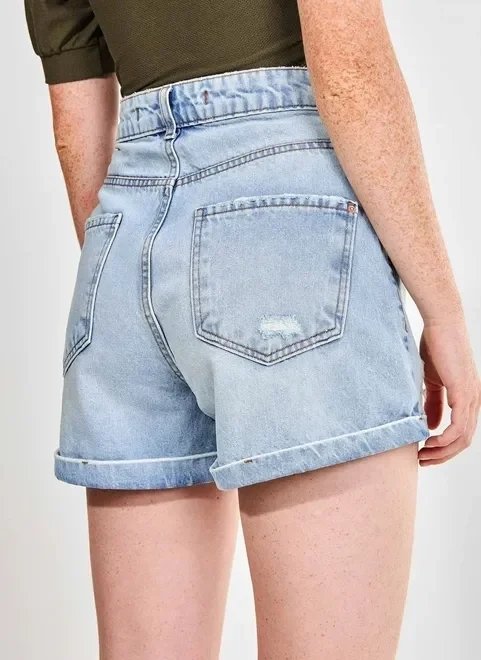 short mom jeans claro com rasgos short mom jeans claro com rasgos